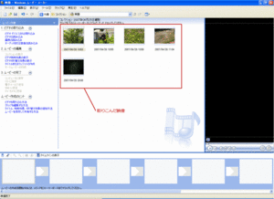 Windows ムービーメーカーで映像を取りこんだところ。