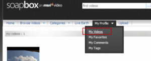 「My Profile」→「My Videos」をクリックします。